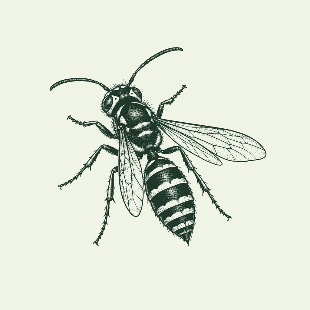 Illustration de guepes sur fond vert clair