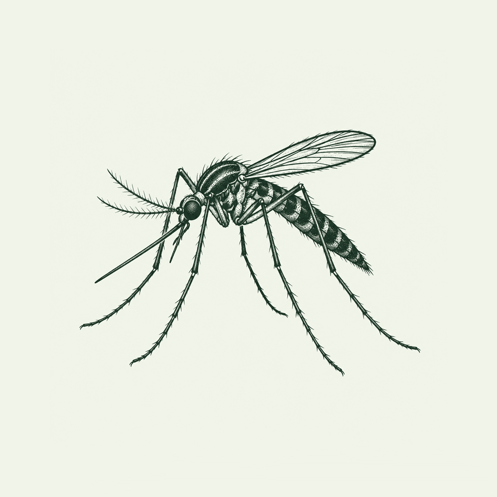 Illustration de moustiques sur fond vert clair
