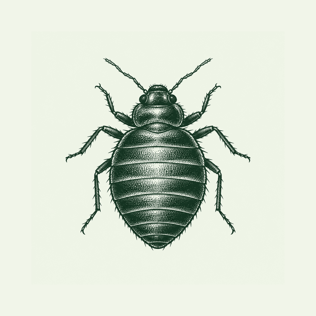 Illustration de punaises de lit sur fond vert clair