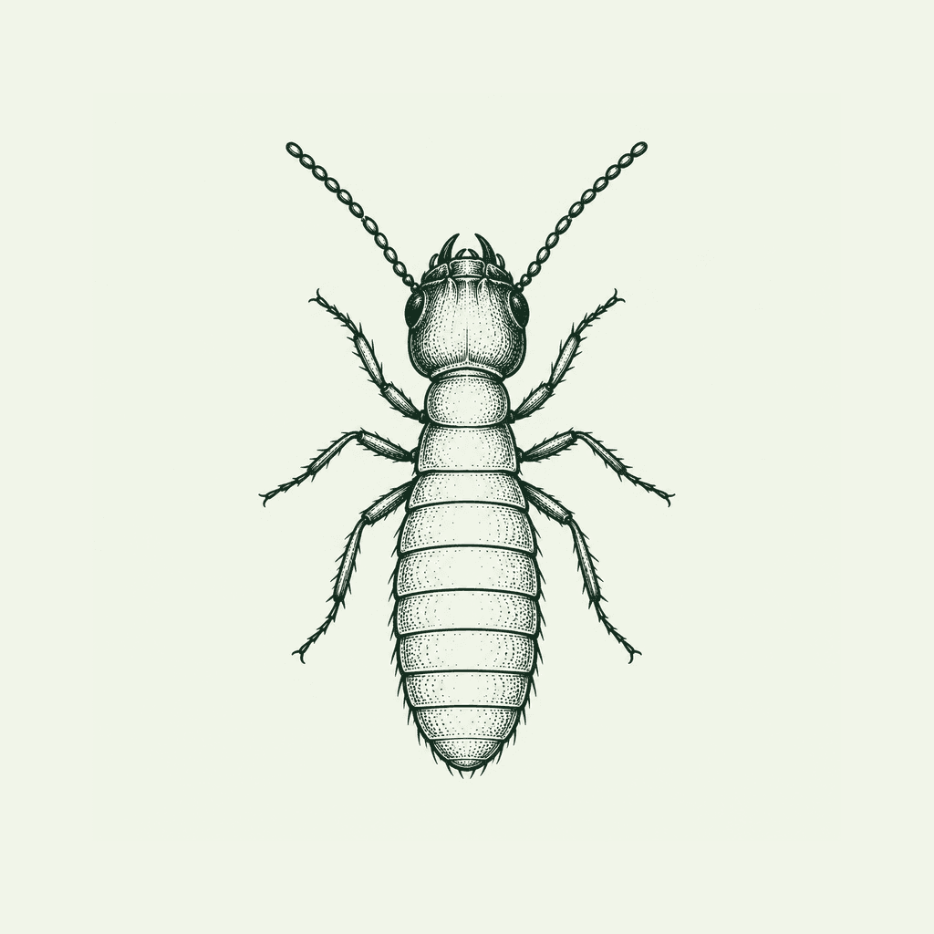 Illustration de termites sur fond vert clair